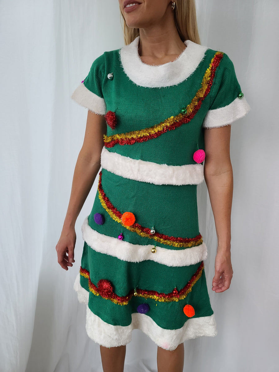 Christmas Tree Sweater Dress The Sweater Emporium Christmas Tree Sweater Dress The Sweater Emporium