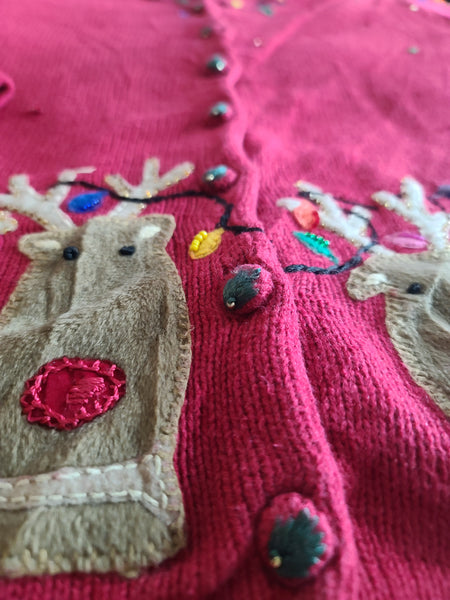 Red Reindeer Cardigan Christmas Sweater