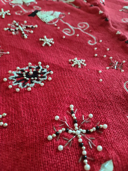 Bells and Snowflake Pearl-like Sweater