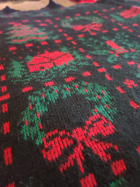 Christmas Squares Black Sweater