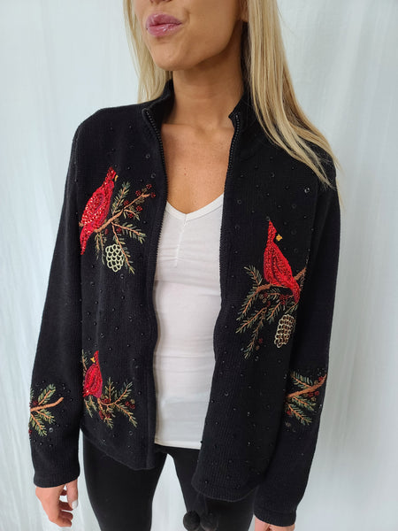Cardinals on a Limb Zip up Christmas Sweater