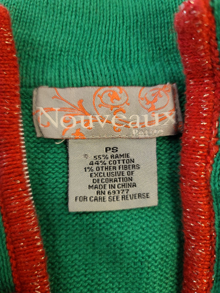 Candy Cane Green Zip up Christmas Vest