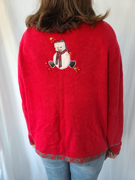 Deer and Snowman button Sweater