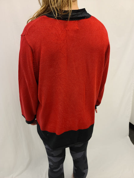 Poinsettia and Holly Zipper Sweater