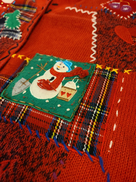 Patchwork Christmas Button Up Christmas Sweater
