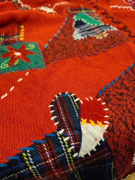 Patchwork Christmas Button Up Christmas Sweater