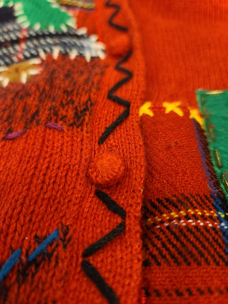 Patchwork Christmas Button Up Christmas Sweater