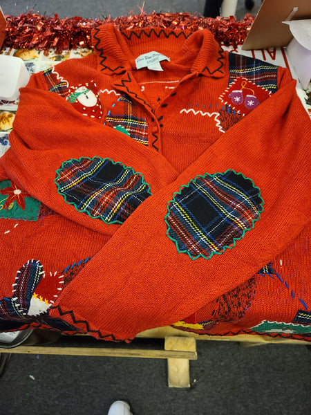 Patchwork Christmas Button Up Christmas Sweater