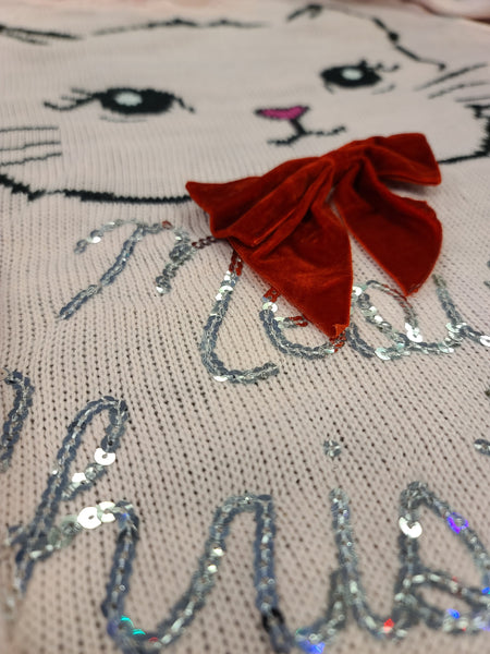 Meowy Christmas Pink Pullover Sweater