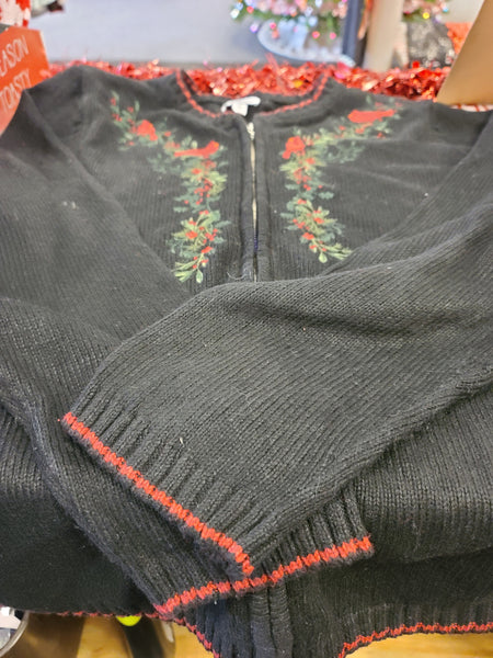 Cardinals on Holly Zipper Sweater