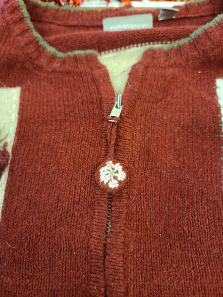 Snowmen and Trees Patch Zipper Sweater
