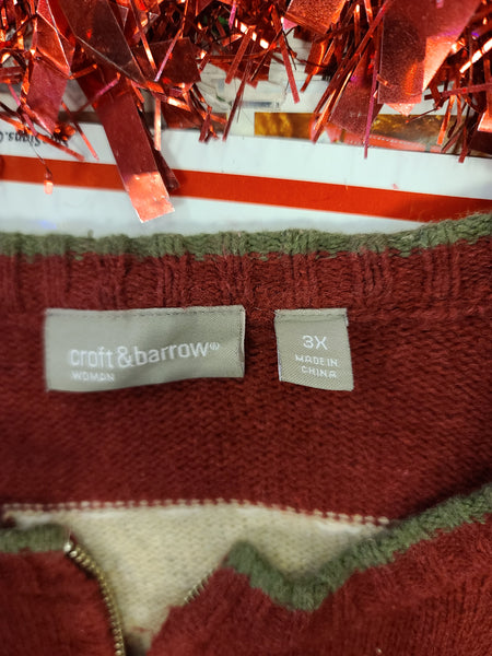 Snowmen and Trees Patch Zipper Sweater