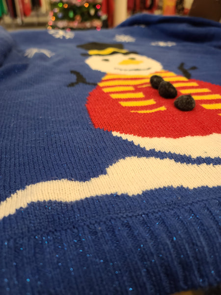 Blue Snowman Pullover Sweater