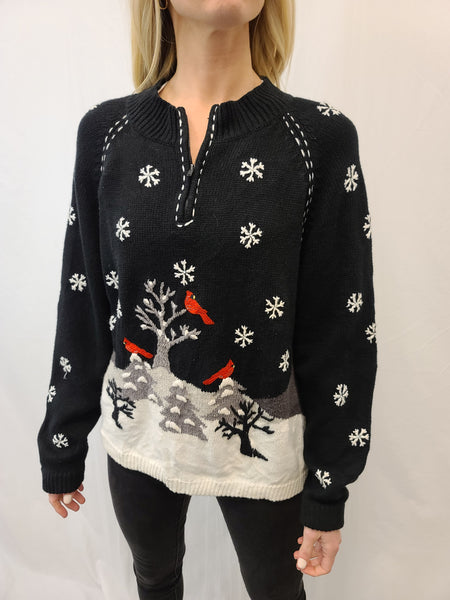 Cardinals in the trees quarter zip sweater
