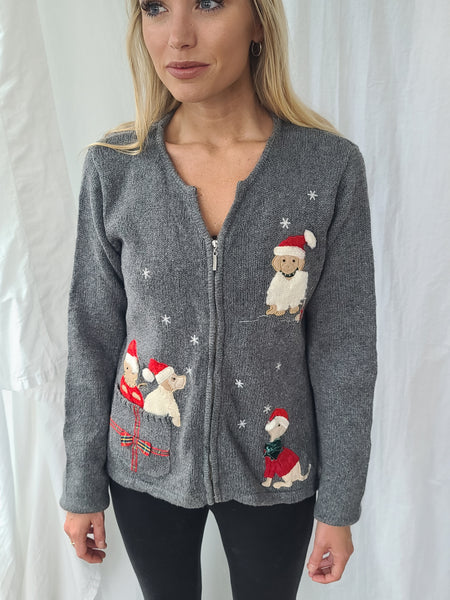 Dog Christmas Sweater with Zipper and Pocket