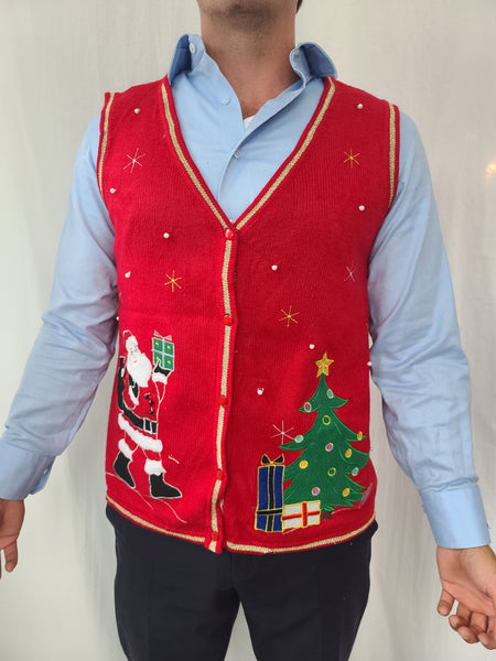 Santa and Christmas Tree Sweater Vest