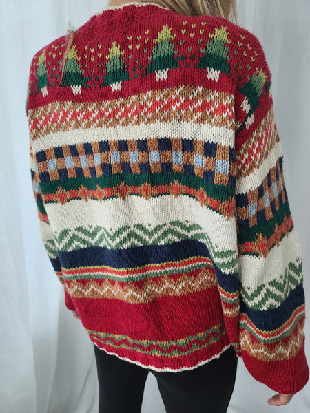 Rare Vintage 1998 Quilt-Like Cardigan Christmas Sweater