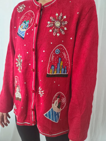 Embellished Snowflakes and Snowglobes Christmas Sweater