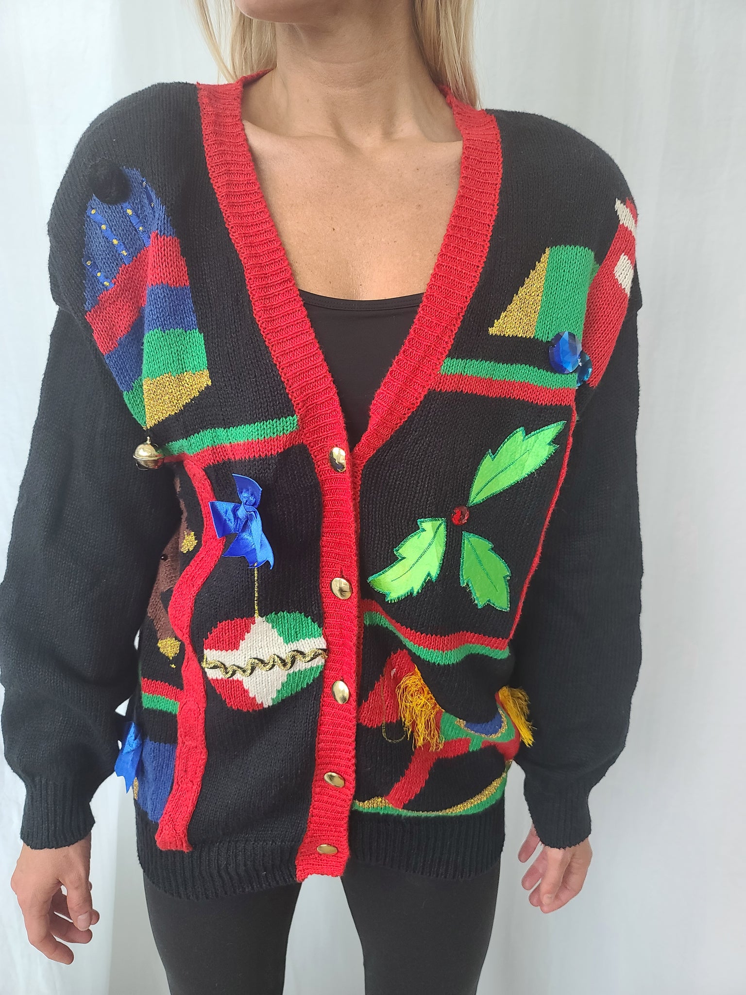 Vintage V-Neck Cardigan Christmas Sweater