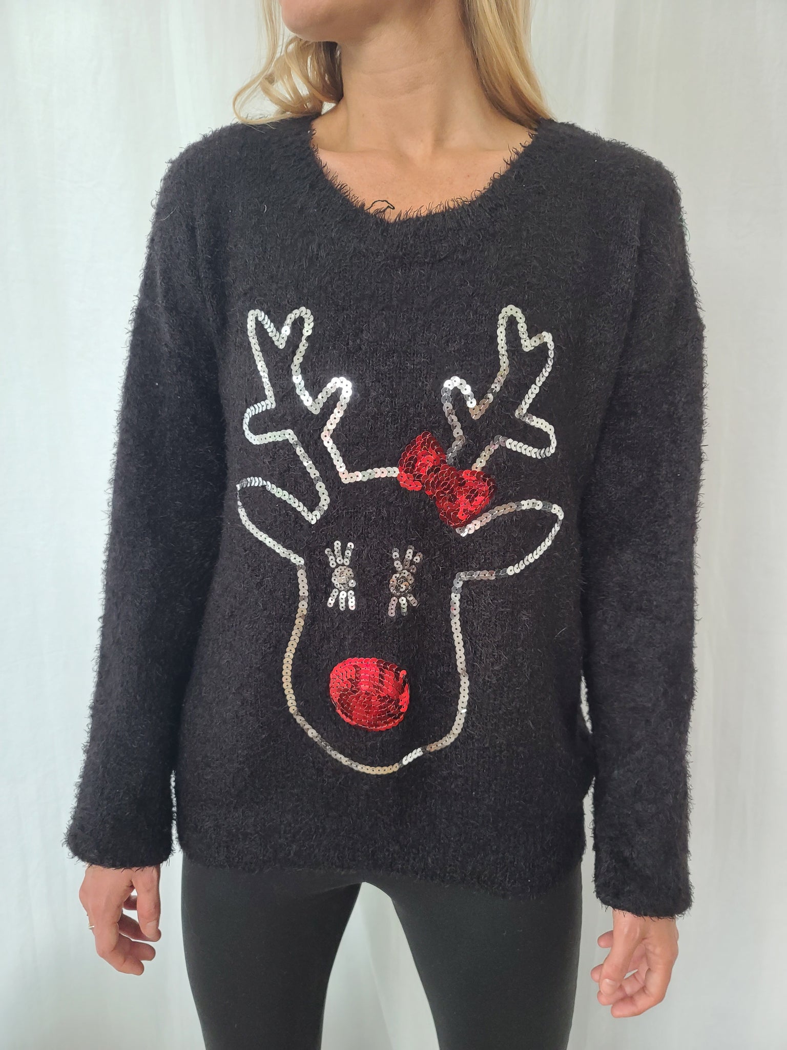 Classic Rudolph with Bow Soft Sweater