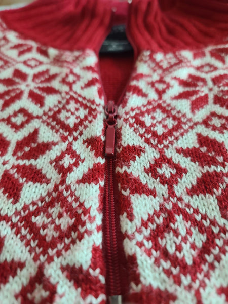 Red Snowflake Quarter-zip Pullover Winter Sweater