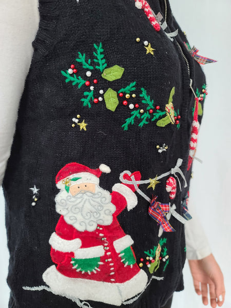 Santa with Tree Garland Zip up Vest
