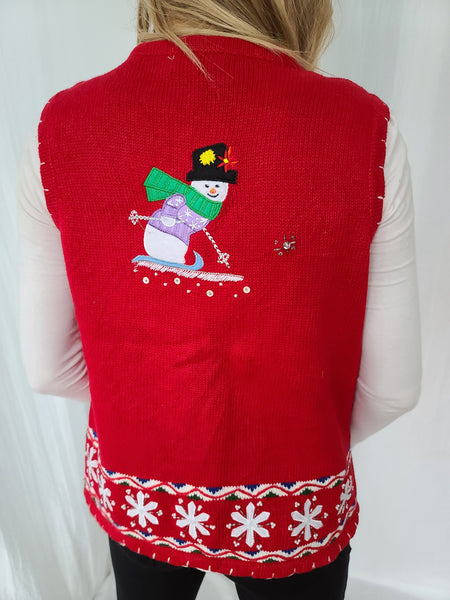 Snowmen Winter Activities zip up Christmas Vest
