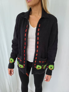 Wreath and Ribbon Zip up Christmas Sweater with Pockets