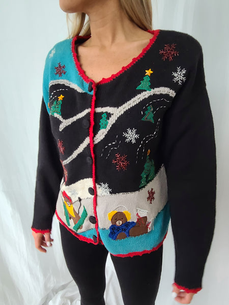Bears frolicking on the Hillside Button Sweater