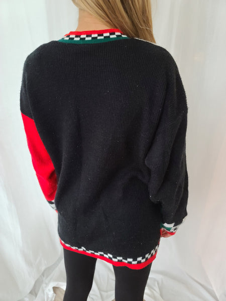 Rare Vintage Snoopy Button up Deep V Christmas Sweater