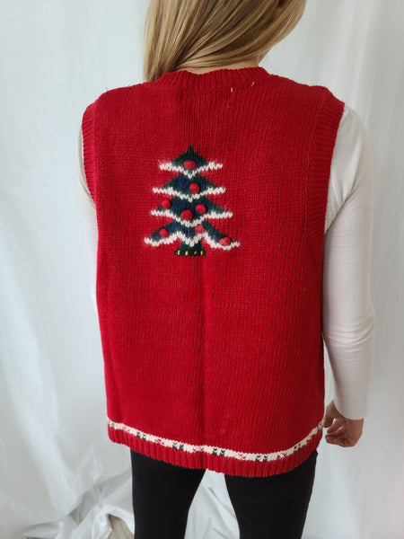 Vintage button up red Christmas Vest