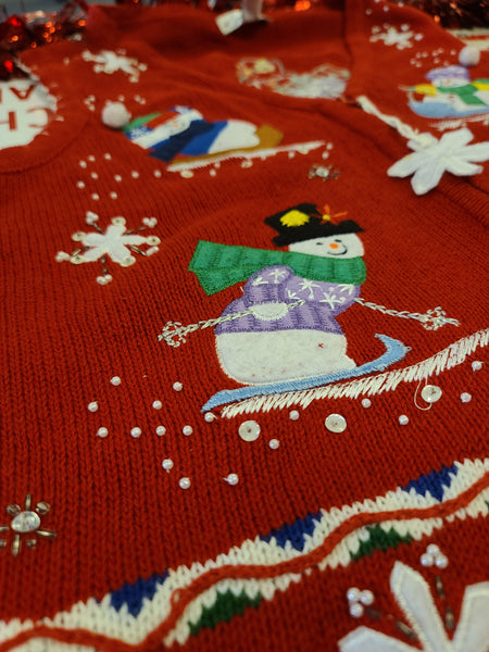 Snowmen Winter Activities zip up Christmas Vest