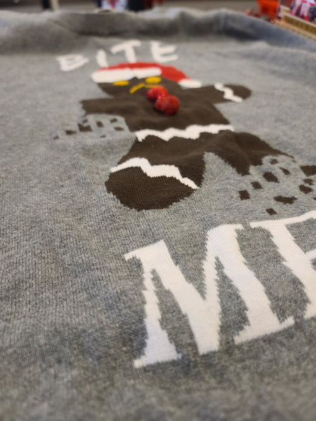 Bite Me Gingerbread Man Pullover Sweater