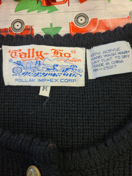 Black Vintage Tally-ho Tree Sweater with