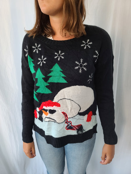 Melted Frosty Snowman Pullover Sweater