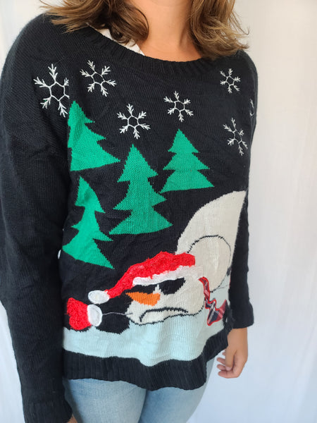 Melted Frosty Snowman Pullover Sweater