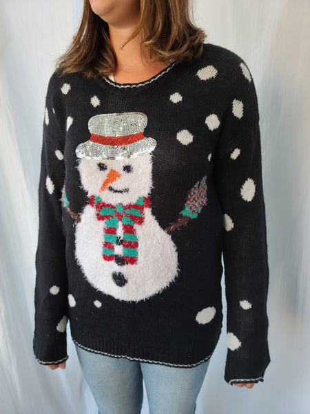 Fluffy Snowman Pullover Christmas Sweater