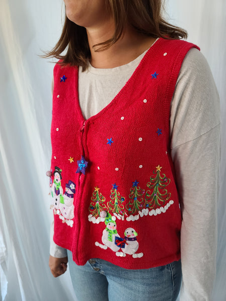 Snowmen and Snowflakes Red Vest