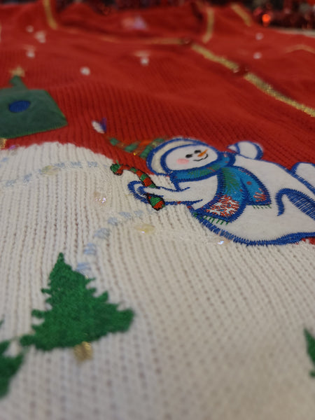 Frolicking Snowmen Winter Scene Christmas Vest