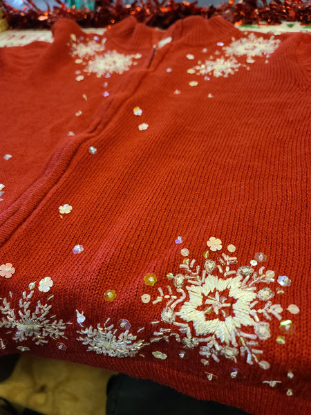 Snowflakes Zipper Collar Sweater
