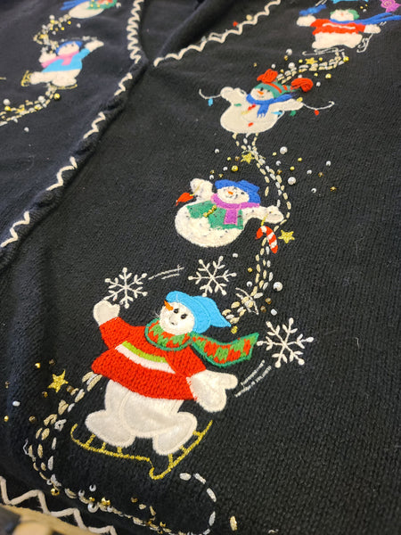Happy Snowmen Playing in the Snow Button up Sweater
