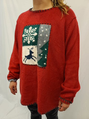 Reindeer Tree Snowflake Pullover Sweater