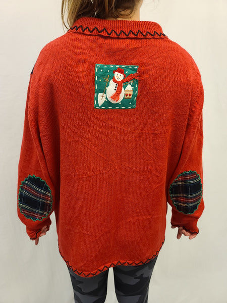 Patchwork Christmas Button Up Christmas Sweater