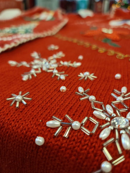 Assorted Christmas Button Vest with Beading