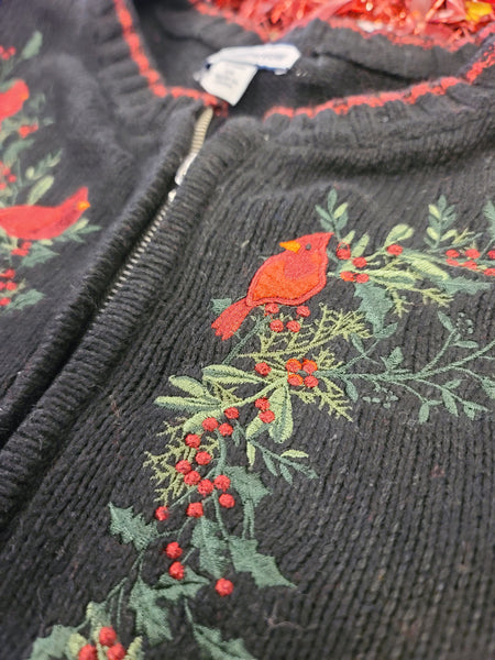 Cardinals on Holly Zipper Sweater