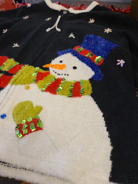 Snowman in Scarf with Snow Zipper Sweater