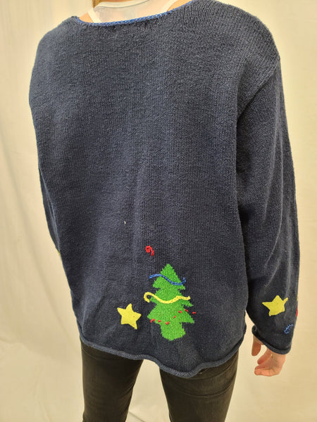 Multi Colored Trees Button Sweater