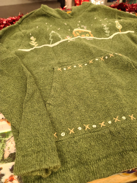Green Cabin Pocket Woolrich Pullover Sweater