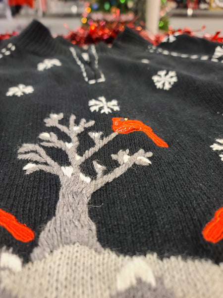 Cardinals in the trees quarter zip sweater