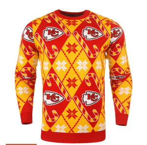 Kansas City Chiefs Candy Cane Sweater